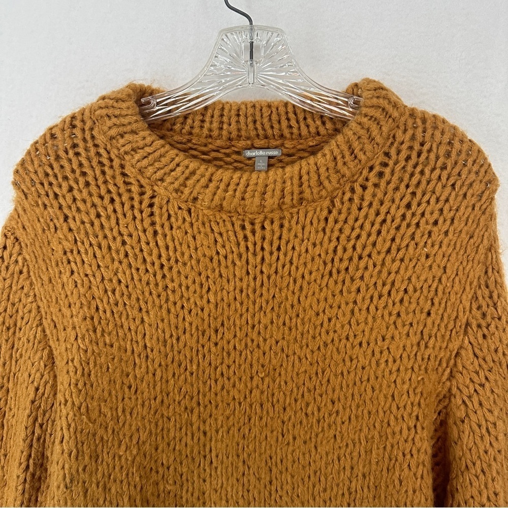 Charlotte Russe Knit Pullover Crewneck Sweater Large Orange - Picture 2 of 9